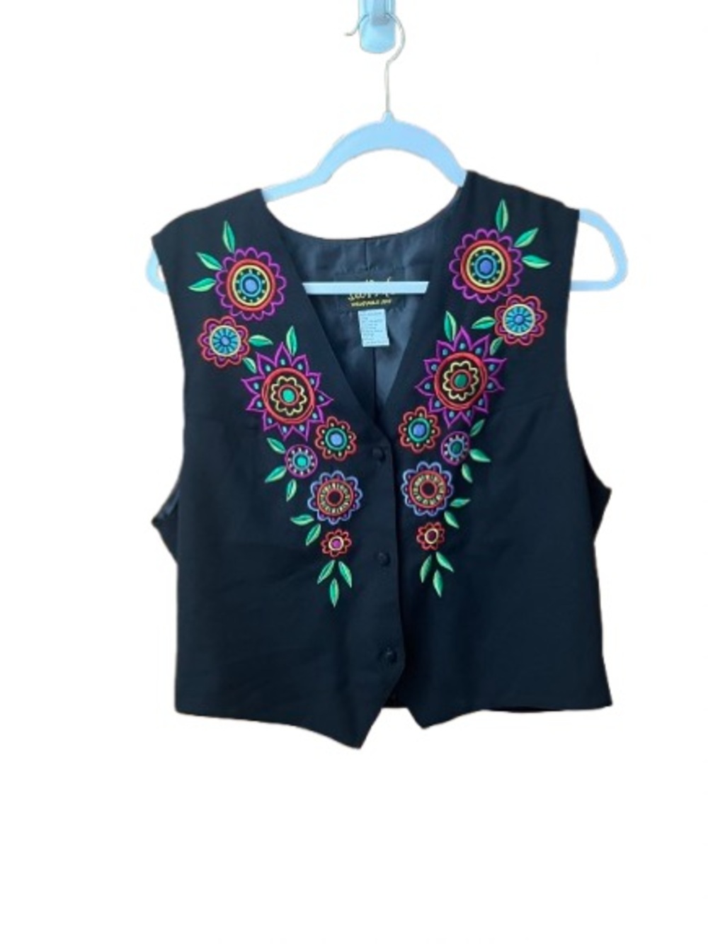 Bob Mackie Floral Embroidery Wearable Art Vest